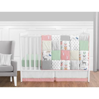 Sweet Jojo Designs Woodsy Crib Bedding Collection in Coral/Mint