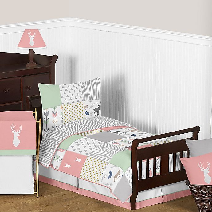 Alternate image 1 for Sweet Jojo Designs Woodsy Toddler Bedding Collection in Coral/Mint