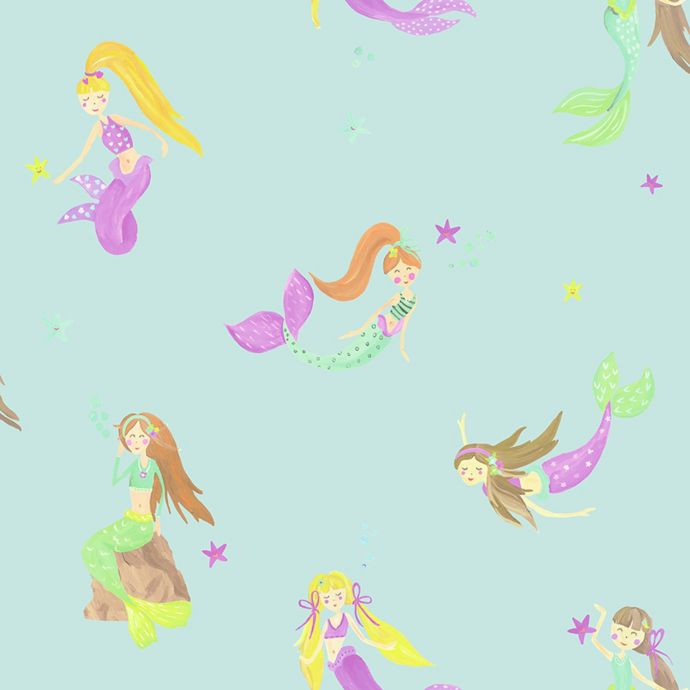 Imagine Fun Mermaid World Wallpaper In Teal Bed Bath Beyond