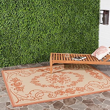 Safavieh Courtyard Lucy 8&#39; x 11&#39; Indoor/Outdoor Area Rug in Natural/Terracotta. View a larger version of this product image.