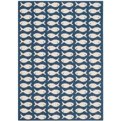 Safavieh Courtyard Fatima Indoor/Outdoor Rug in Navy/Beige