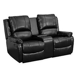 Flash Furniture Leather 2-Seat Home Theater Recliner in Black