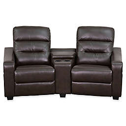 Flash Furniture 77-Inch Leather 2-Seat Reclining Theater Set in Brown