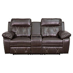 Flash Furniture 78-Inch Leather 2-Seat Reclining Theater Set in Brown