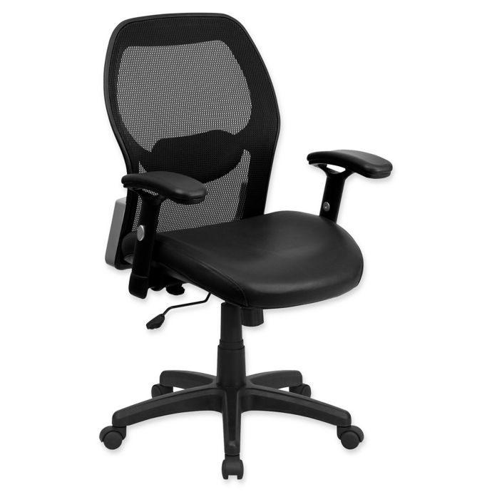 Flash Furniture 38-Inch - 47.9-Inch Leather/Mesh Office Chair in Black