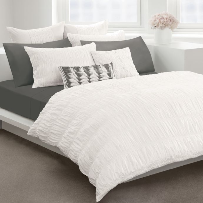 Dkny Willow White Duvet Cover By Dkny 100 Cotton Bed Bath Beyond