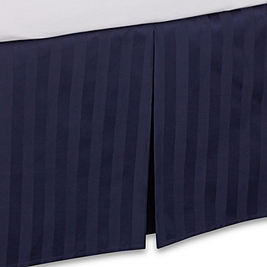 Wamsutta&reg; 500-Thread-Count PimaCott&reg; Damask King Bed Skirt in Navy. View a larger version of this product image.