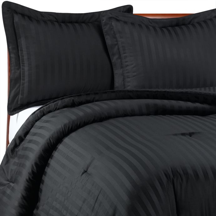 Wamsutta Damask Stripe Comforter Set In Black Bed Bath Beyond