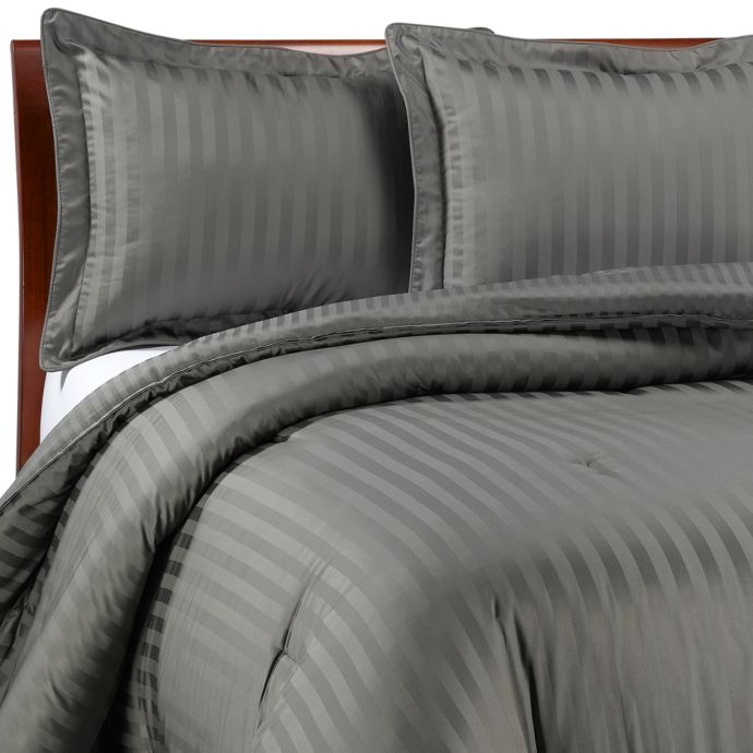 Wamsutta Damask Stripe Comforter Set In Grey Bed Bath Beyond