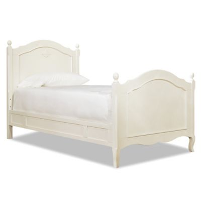 white twin bed with rails
