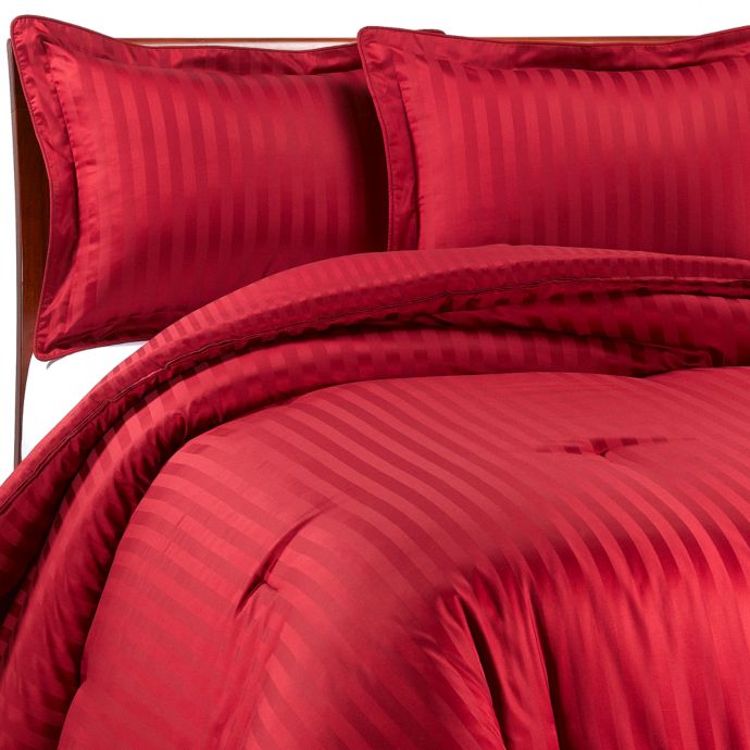 Wamsutta Damask Stripe Comforter Set In Red Bed Bath Beyond