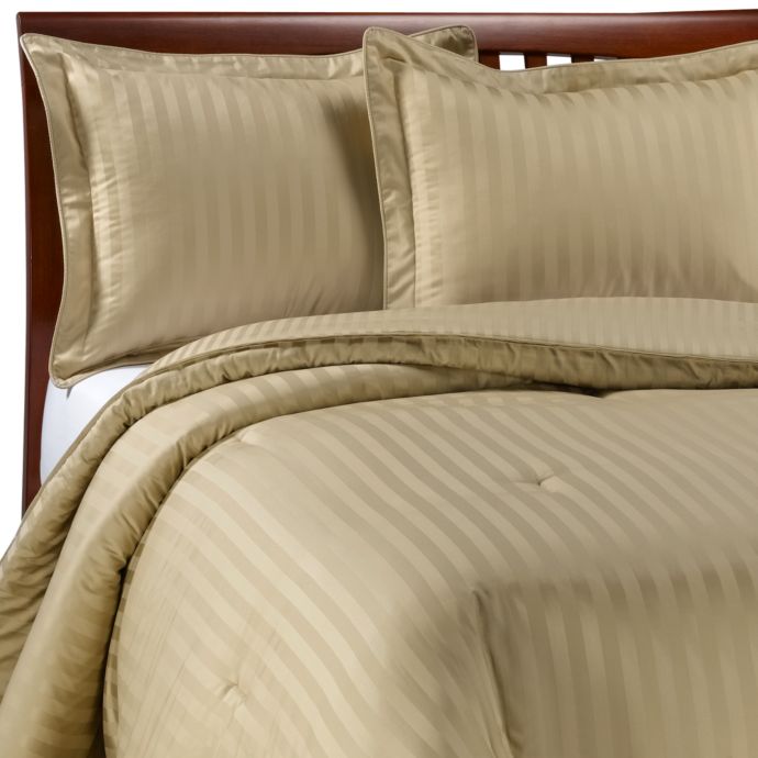 Wamsutta Damask Stripe Wheat Twin Mini Comforter Set Bed Bath