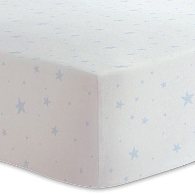 Cotton Flannel Fitted Bassinet Sheet Blue Scribble Stars. View a larger version of this product image.