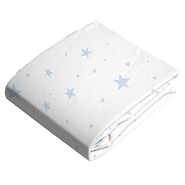 Cotton Flannel Fitted Bassinet Sheet Blue Scribble Stars. View a larger version of this product image.