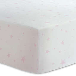 Cotton Flannel Fitted Bassinet Sheet Pink Scribble Stars