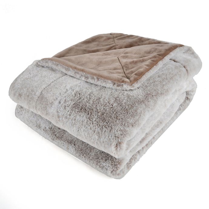 Berkshire Blanket Grace Tipped Faux Fur Throw in Mocha Bed Bath & Beyond
