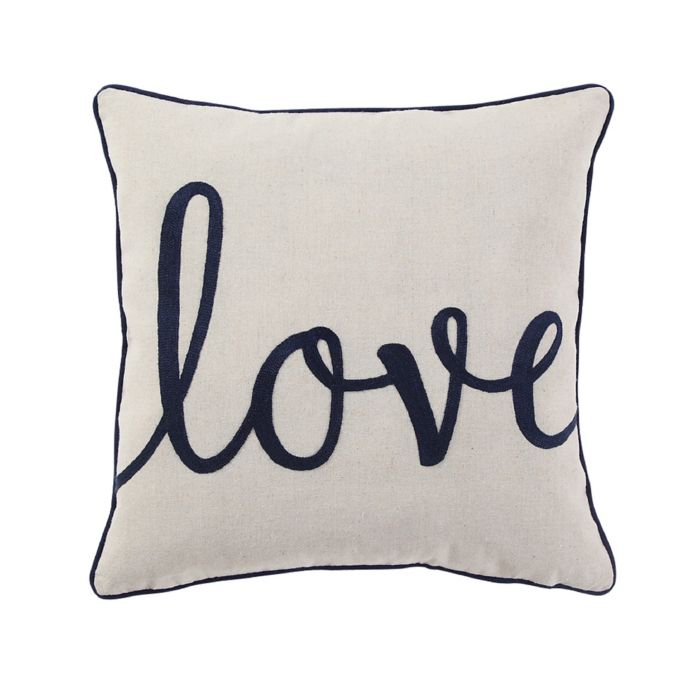 Love Script Throw Pillow in Navy Bed Bath & Beyond