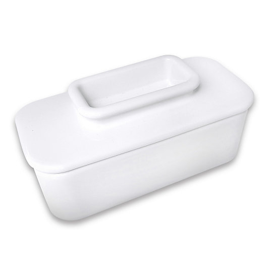 Talisman Designs 6005 Stoneware Butter Dish with Beechwood Lid White