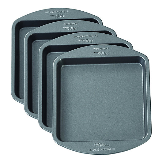 Alternate image 1 for Wilton® Easy Layers! 4-Piece Nonstick 4-Inch Square Cake Pan Set