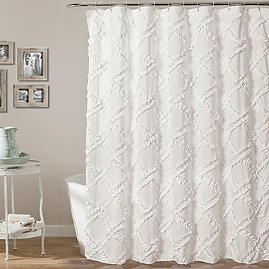 Lush Decor 72-Inch x 72-Inch Ruffle Diamond Shower Curtain in White. View a larger version of this product image.