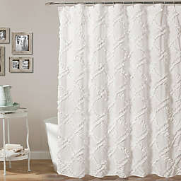 Lush Decor 72-Inch x 72-Inch Ruffle Diamond Shower Curtain in White