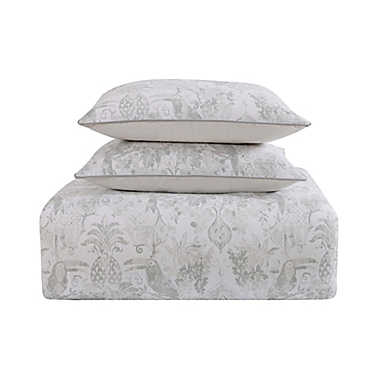 Tropical Plantation Toile King Comforter Set in Grey/White. View a larger version of this product image.