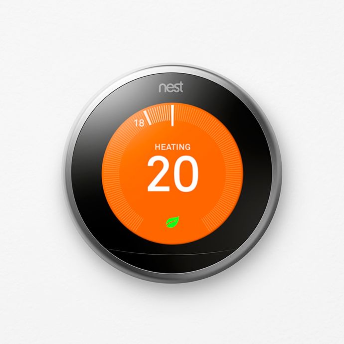 Google Nest Learning Thermostat 3rd Generation in Stainless Steel Bed