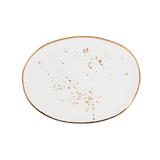 Alternate image 1 for Olivia & Oliver™ Harper Splatter Organic Shape Gold 13-Inch Oblong Platter