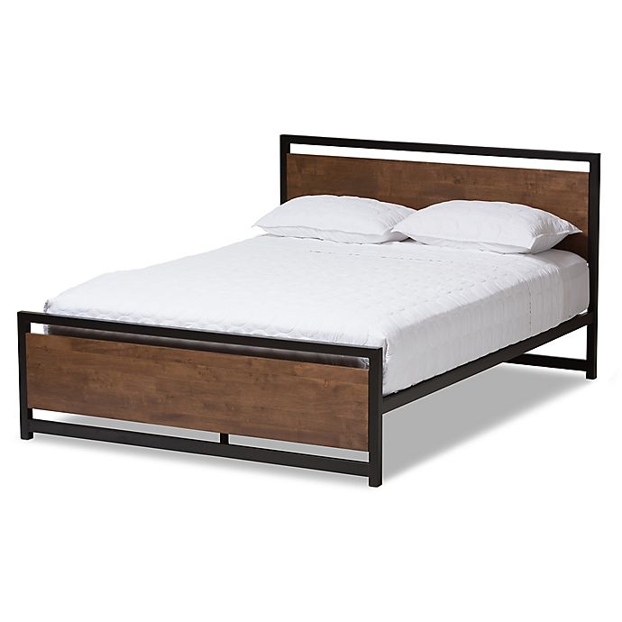 Baxton Studio Gabby Metal And Wood, Metal And Wood Queen Bed Frame