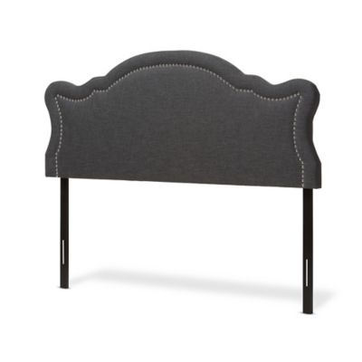 Queen Avery Modern and Contemporary Fabric Headboard Dark Gray - Baxton Studio: Romantic Nailhead Trim, Adjustable Height