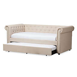 Baxton Studio Mabelle Daybed with Trundle in Light Beige