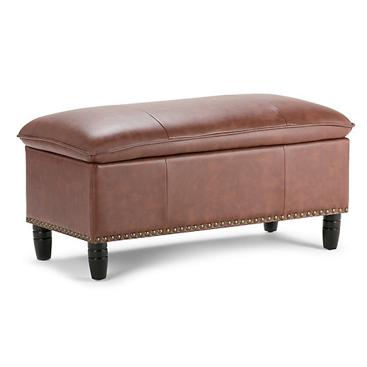 Alternate image 1 for Simpli Home Emily Faux Leather Upholstered Storage Bench