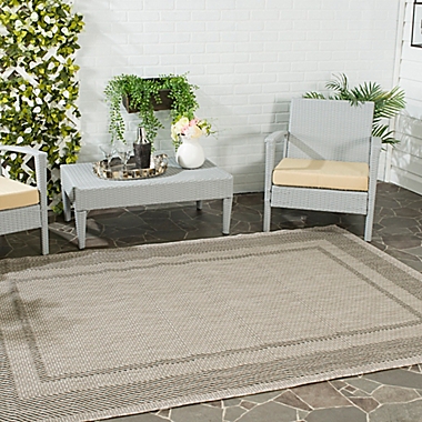 Safavieh Courtyard Kenia 8&#39; x 11&#39; Indoor/Outdoor Area Rug in Beige/Black. View a larger version of this product image.