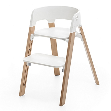 Stokke&reg; Steps&trade; Chair with Natural Legs and White Seat. View a larger version of this product image.
