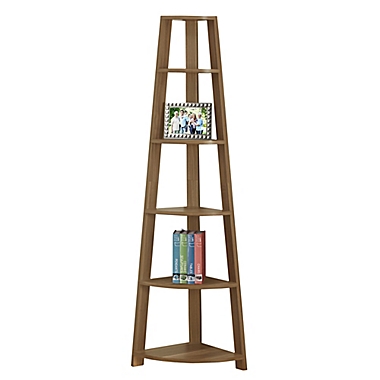 Monarch Specialties 72-Inch Corner Accent &Eacute;tag&egrave;re Bookcase in Walnut. View a larger version of this product image.