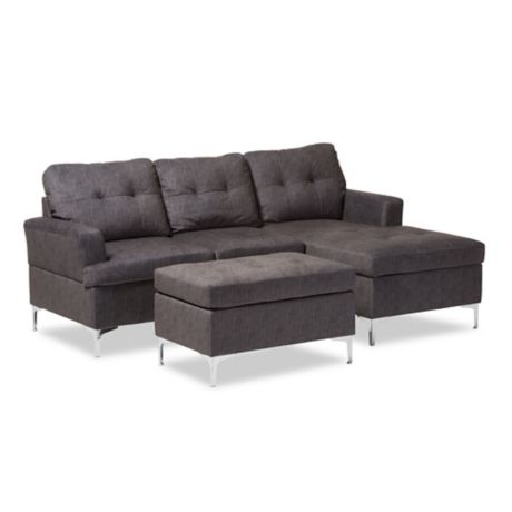 Baxton Studio Riley 3-Piece Sectional Sofa with Ottoman in ... Baxton Studio Riley 3-Piece Sectional Sofa with Ottoman in ... on Riley 3 Piece Sectional Charleston id=99772