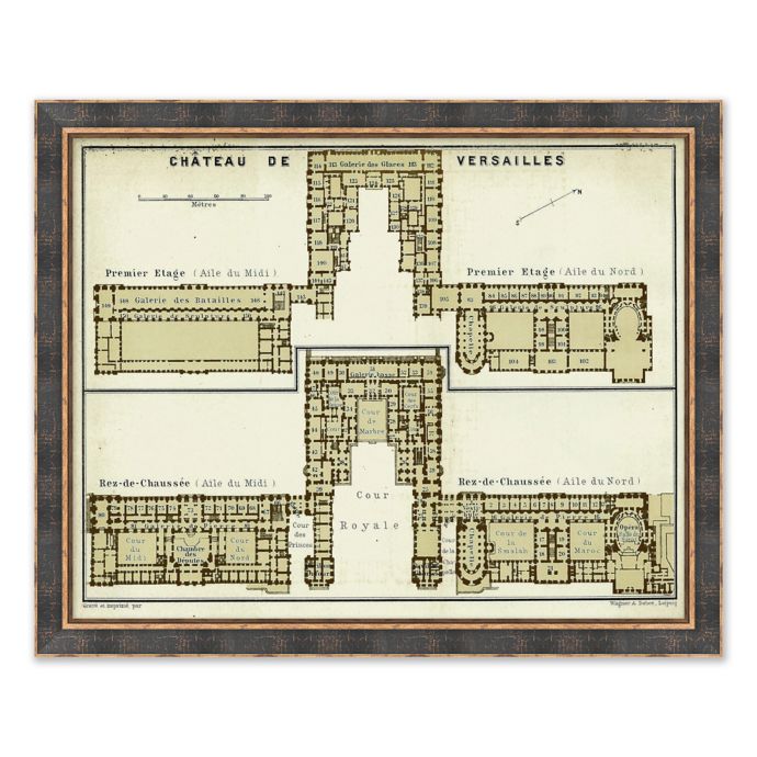 Map Of Versailles 1 32 Inch X 26 Inch Print Wall Art Bed