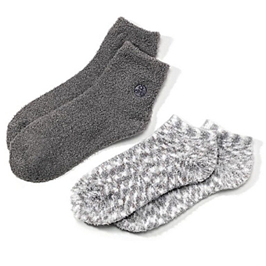 Earth Therapeutics&reg; 2-Pack Super Plush Aloe Moisture Socks in Grey. View a larger version of this product image.