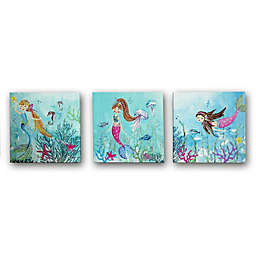Imagine Fun Mermaid World Glitter Canvas Wall Art (Set of 3)