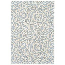 Weave & Wander Carini Contemporary Floral 2'2 x 4'  Accent Rug in Blue/Ivory