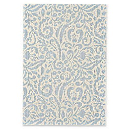 Weave & Wander Carini Contemporary Floral 5'3 x 7'6 Area Rug in Blue/Ivory