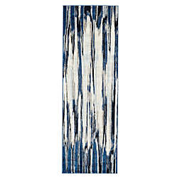 Weave & Wander Carini Abstract Ombre Print 2'7 x 8'  Runner in Blue/Black/Ivory