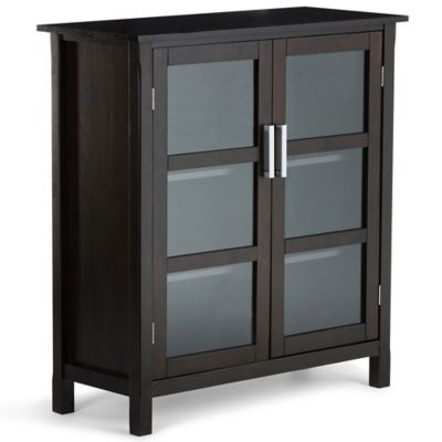 Simpli Home Kitchener 39 Inch Medium Storage Cabinet In Dark Walnut Brown Bed Bath Beyond