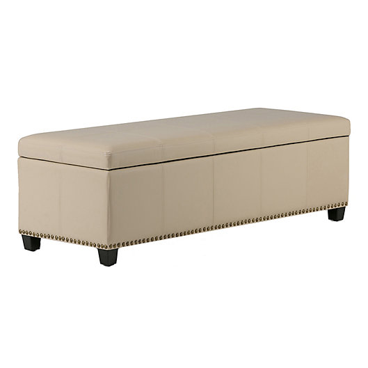 Kingsley Faux Leather Storage Ottoman, Large Leather Storage Ottoman Bench
