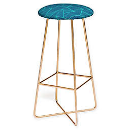 Deny Designs Arcturus Leaves Bar Stool in Blue/Gold