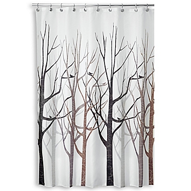 iDesign&reg; Forest 72-Inch x 72-Inch Shower Curtain in Grey/Black. View a larger version of this product image.