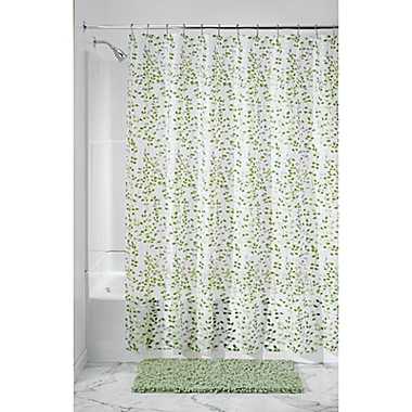 iDesign&reg; Vine PEVA Shower Curtain in Green/White. View a larger version of this product image.