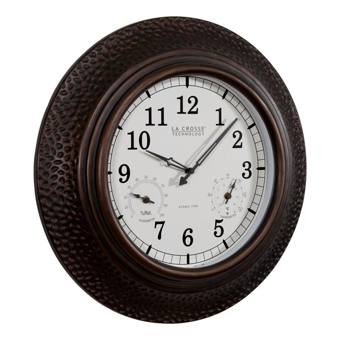 La Crosse Technology 22-Inch Hammered Copper Indoor/Outdoor Clock | Bed ...