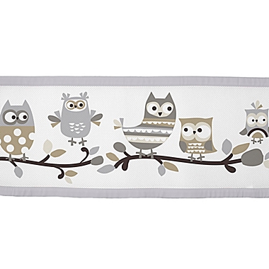 BreathableBaby&reg; Owl Fun Breathable Mesh Crib Liner in Grey. View a larger version of this product image.