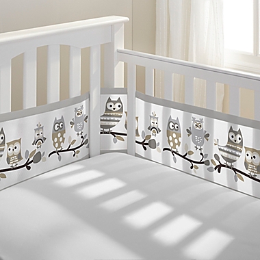 BreathableBaby&reg; Owl Fun Breathable Mesh Crib Liner in Grey. View a larger version of this product image.